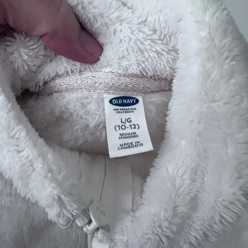 Old Navy Cozy Faux Fur Vest - Coconut Milk White - L (10/12)